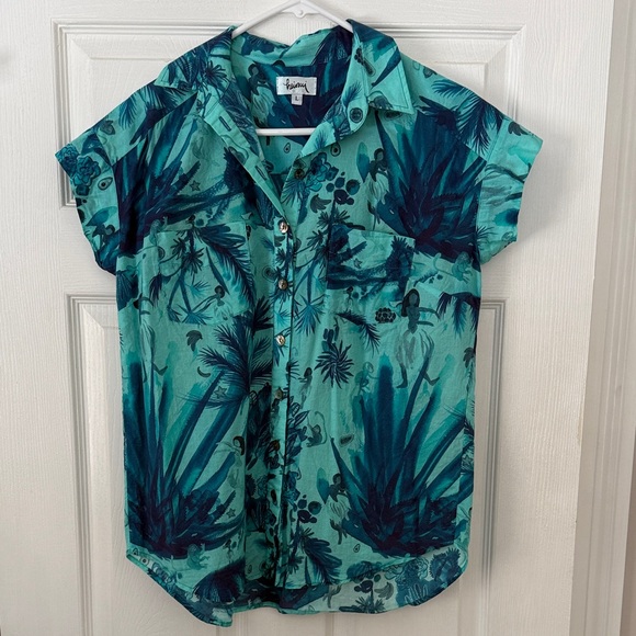 Heinui Tops - Tropical Print Short Sleeve Top